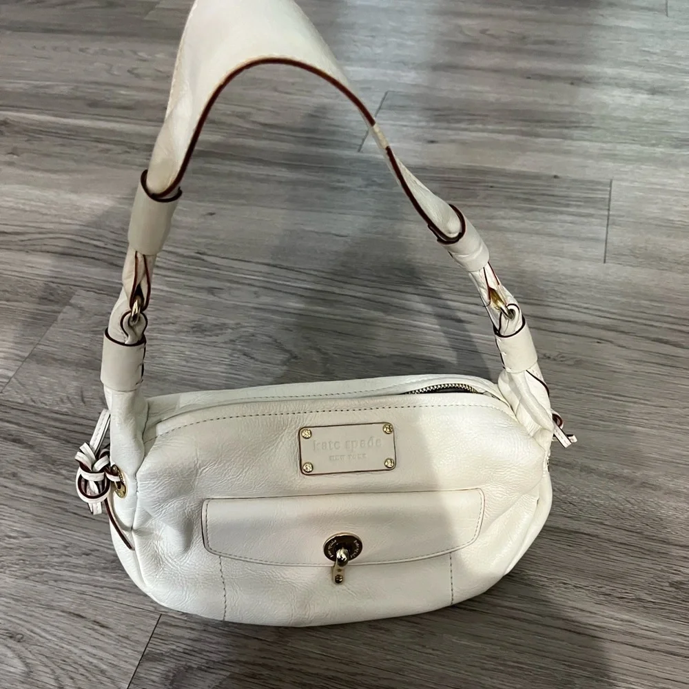 Y2K KATE SPADE White Leather Shoulder Bag